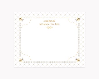 Honey Bee Note Cards | Printed A2 Gender Neutral Baby Shower Stationery with Envelopes