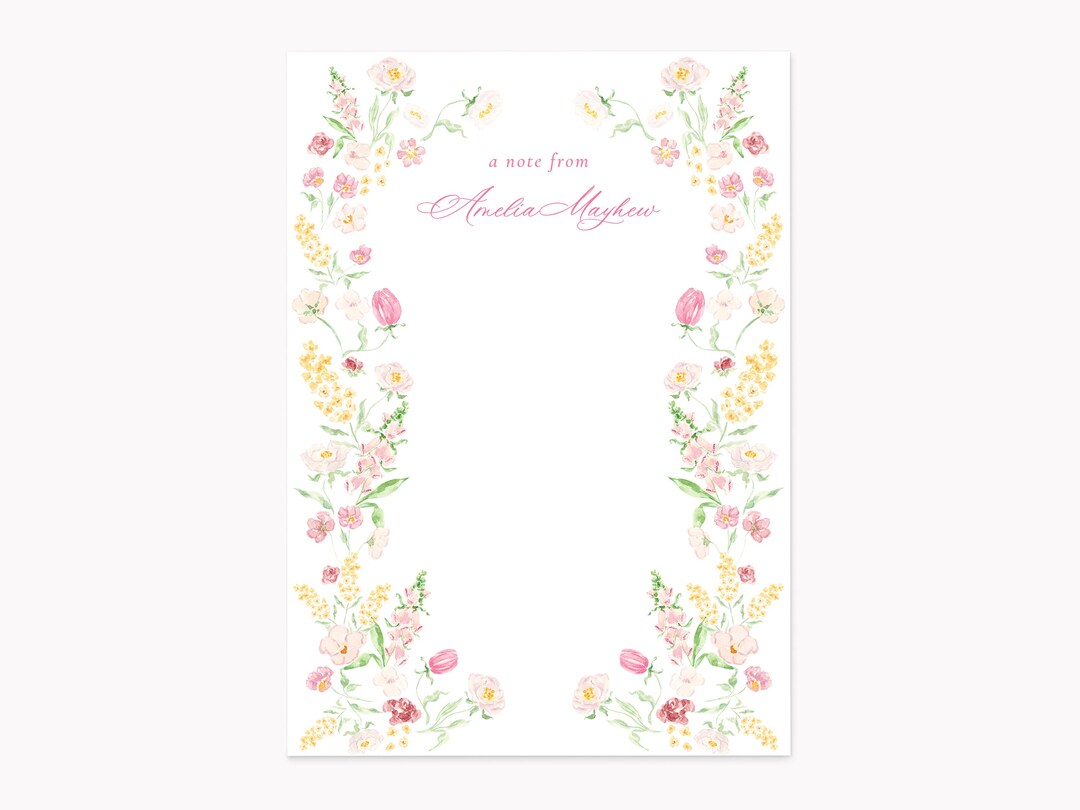 Floral Garden Stationery Set | Custom Spring Note Cards | Personalized ...
