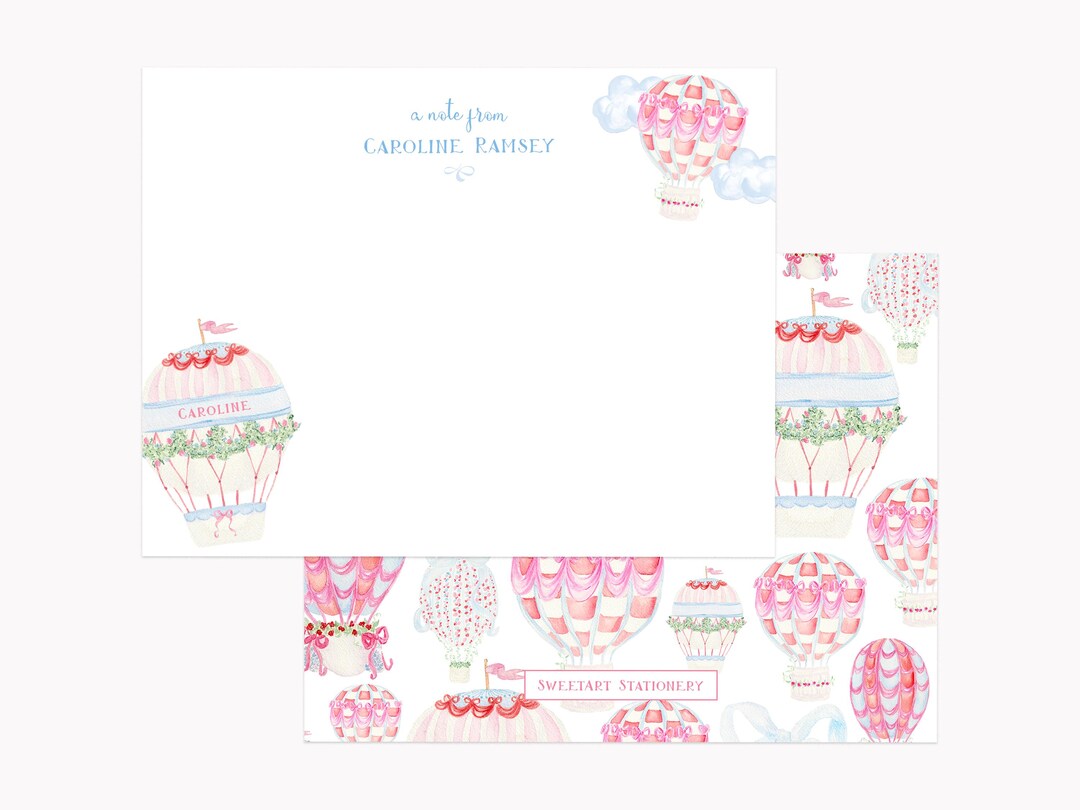 Hot Air Balloon Note Cards | Printed A2 Stationery With Envelopes - Etsy