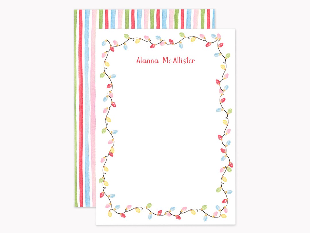 Christmas Lights Stationery Set Custom 5x7 Holiday Note Cards ...