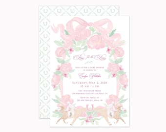 Horse Derby Crest Invitations | Printed 5x7 Kentucky Equestrian Party Invites with Envelopes