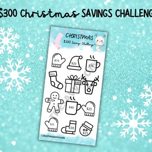 300 Dollars for Christmas Savings Tracker, Christmas savings challenge, mini savings challenge tracker, Christmas Gifts Savings Challenge