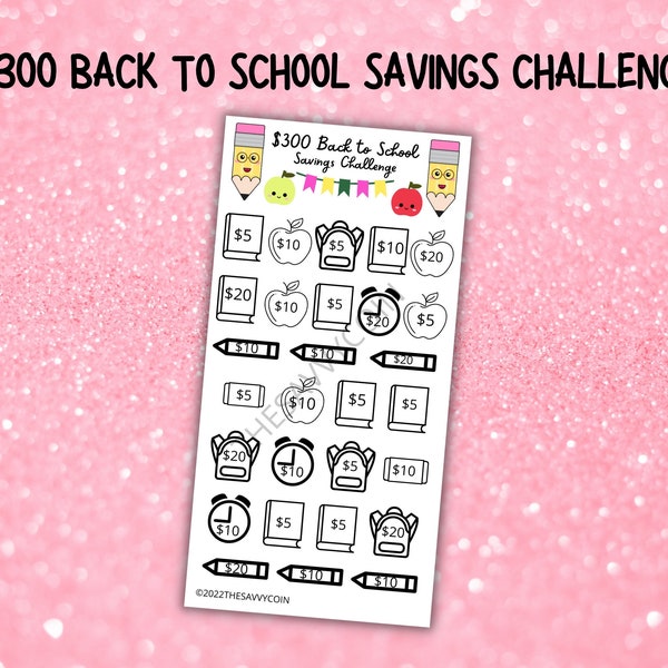 300 Back to School Savings Tracker, Back to school savings challenge, back to school budget tracker, plan school budget, sinking funds