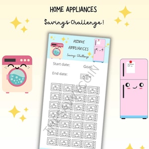 Home Appliances Savings Tracker, Savings Tracker, Savings Challenge Printable, Savings Challenge, Saving Challenge Printable, Savings Binger