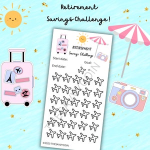 Retirement Savings Tracker, Retirement savings challenge, 401K budget tracker, plan to retire budget, Retirement sinking funds, Retirement