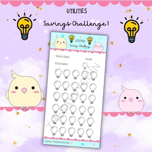 Utilities Savings Tracker, Utilities savings challenge, Electricity budget, Household budget tracker, sinking funds, Savings challenges