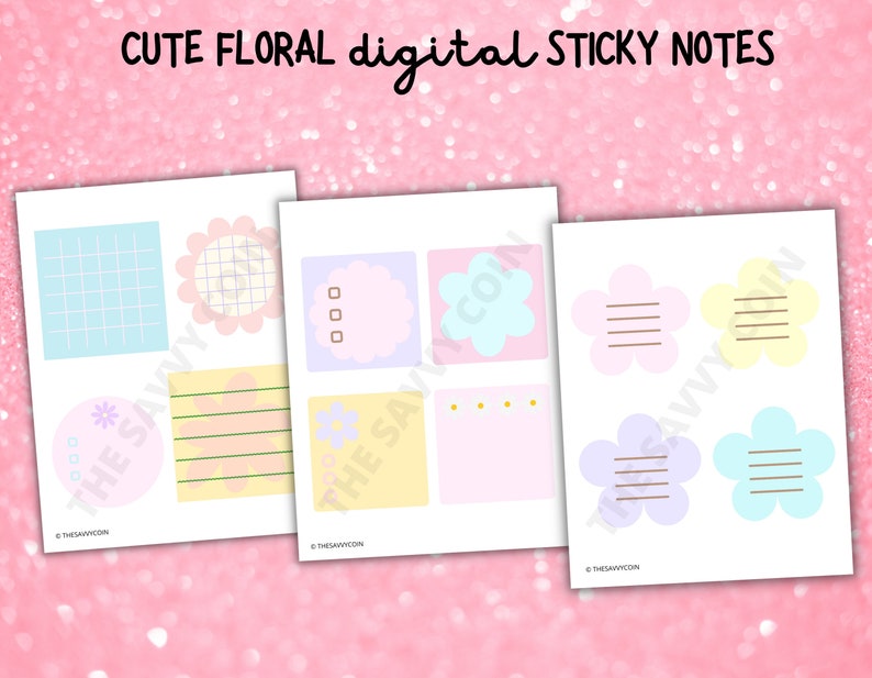 Floral Printable Sticky Notes: Pastel Retro Style (PDF Download) - Etsy