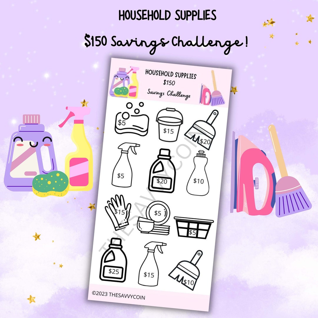 150 Dollars for Household Supplies Savings Tracker, Household Savings