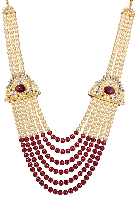 RAADHE CREATION Gold Plated and Pearl Moti Dulha Necklace Chain