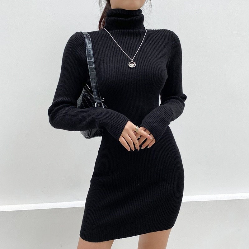 Black Turtleneck Dress - Etsy