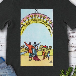 Carta de Tarô Vintage Dez de Copas - a camiseta original desenhada à mão do baralho Rider Waite.