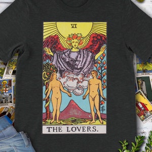 Cartas del Tarot Vintage de los Amantes, baraja original de Rider Waite dibujada a mano.