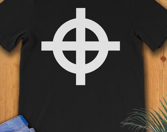 Solar Cross protective symbol t-shirt.