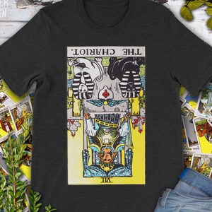 Chariot Vintage Reversed Tarot Card origineel handgetekende Rider Waite Deck-T-shirt.