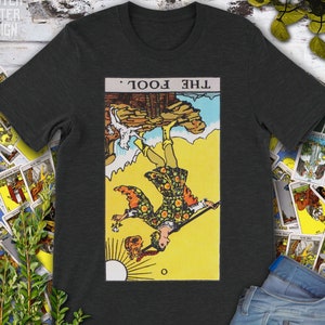 Carta del Tarot Invertida Vintage de El Loco, original, dibujada a mano, de Rider Waite
