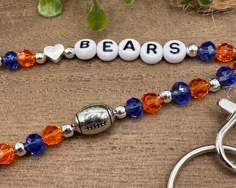 Chicago Bears Beaded Keychain, NFL Football Purse Charm