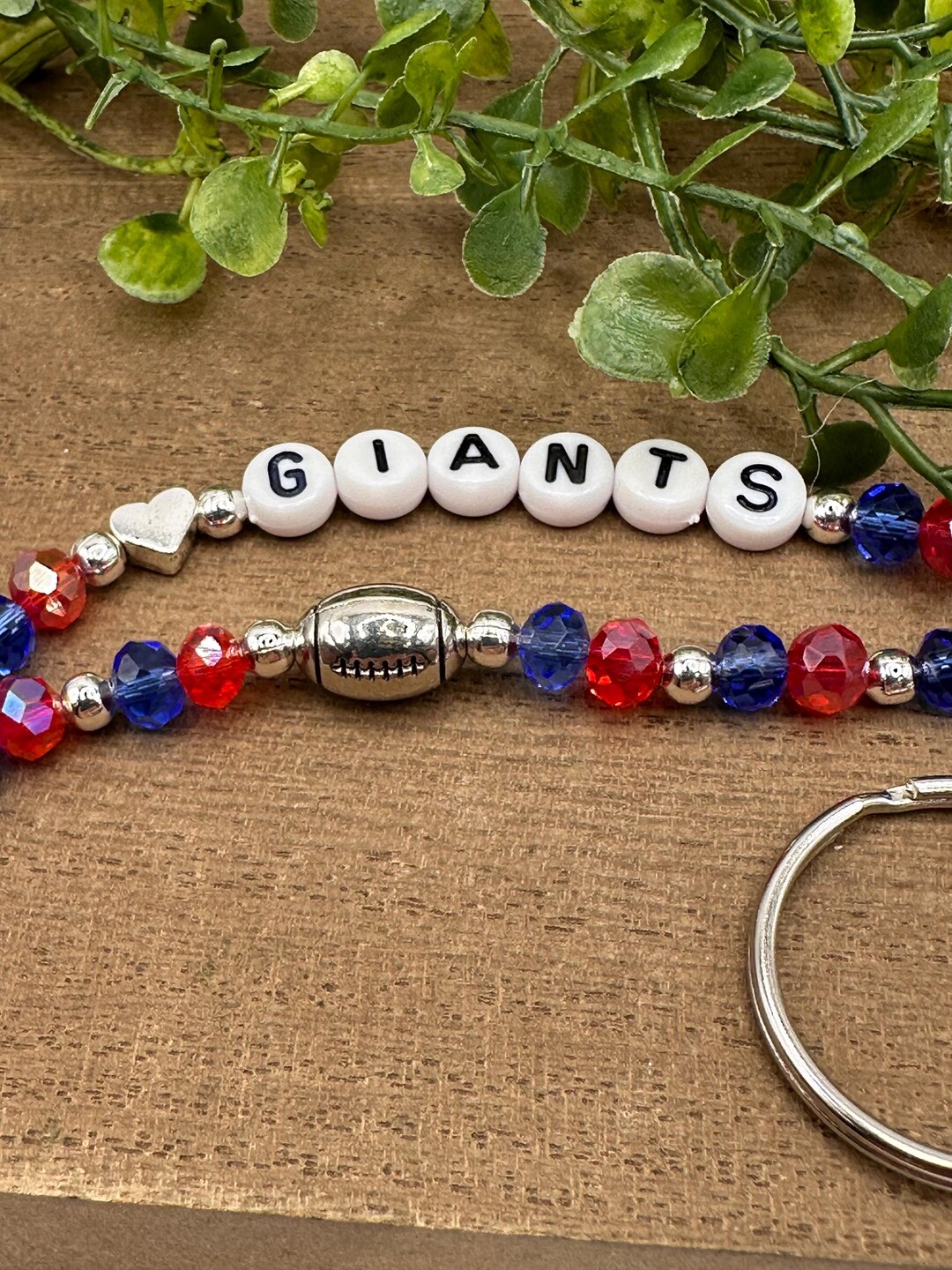 New York Giants Beaded Keychain, NFL Inspired Purse Charm - Etsy