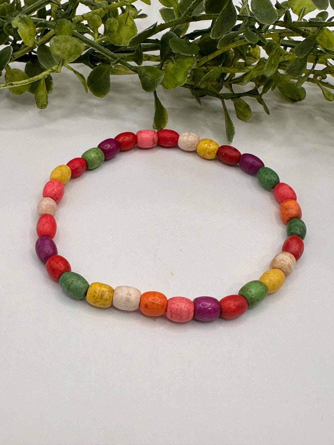 Rainbow Beaded Stretch Bracelet, Colorful Boho Style - Etsy