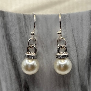 Beaded Pearl Dangle Earrings: Silver Boho Style, Hypoallergenic