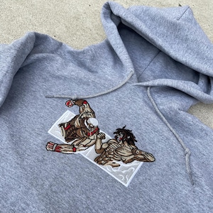 anime embroidered hoodie, attack on titan hoodie, anime gift, gift for anime fan, gift for her, gift for him, embroidered hoodie, aot