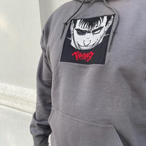 Berserk anime embroidered hoodie, anime gift, gift for anime fan, anime embroidered hoodie, gift for her, gift for him, embroidered hoodie,