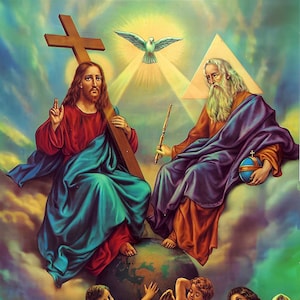 Catholic Holy Trinity God the Father Son Holy Ghost Blessed Heaven Jesus Digital Downloads x2
