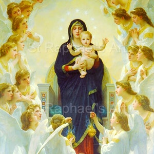 Our Lady Queen of Angels Heaven Virgin Mary Baby Jesus Catholic Art