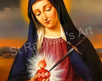 Virgin Mary Icon Our Lady of Sorrows Catholic Religious Mother Pierced with sword  Digital Download