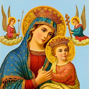 Icono de la Virgen María - Niño Jesús - Descargas digitales - Arte católico