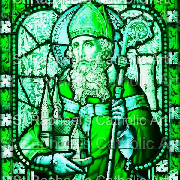 Catholic Church Ireland Patron Saint Patrick's Day Stained Glass Digital Downloads