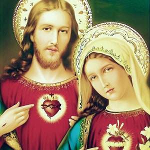 Jesus and Mary Sacred Hearts Immaculate Love Peace Catholic Picture Downloads