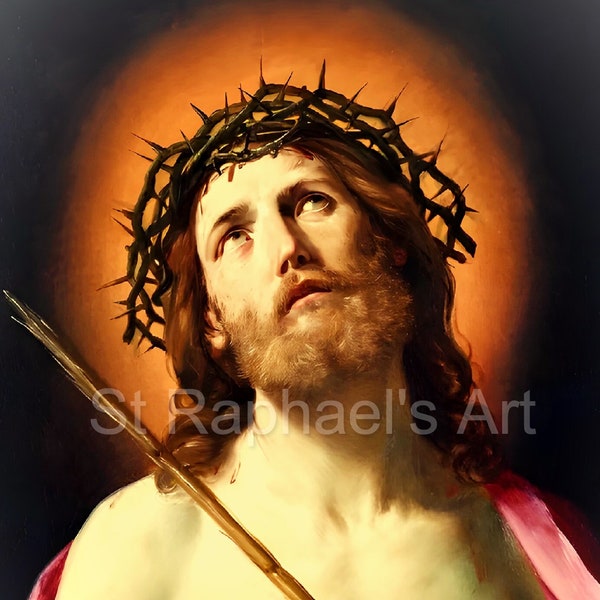 Holy Face of Jesus Catholic Art Crown of Thorns Digital Downloads