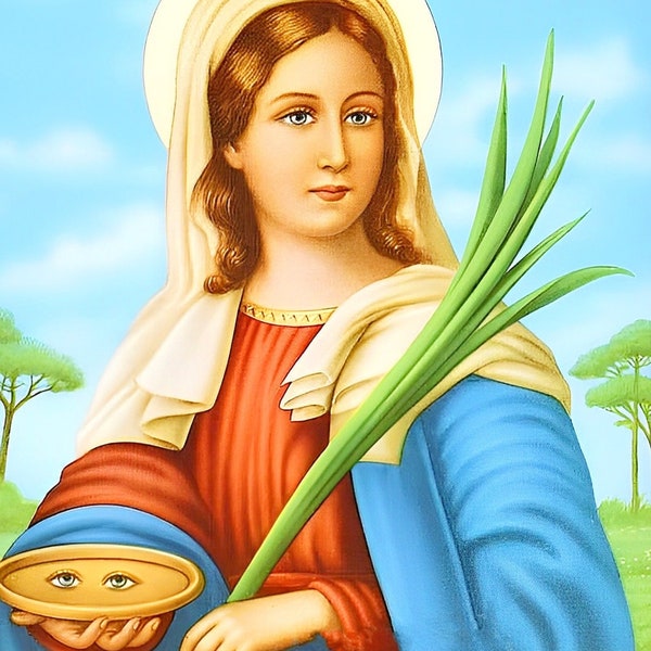 St Lucy Patron Saint of Eyes Catholic Digital Art Download x2