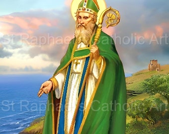 St Patrick Irish Patron Saint Picture Prayers Novena and Litany Digital Download Traditional Catholic Ireland