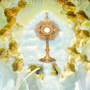 Adoration of Holy Eucharist - Angels - Catholic Benediction - Blessed Sacrament - Holy Sacrifice of the Mass - Heaven - Digital Downloads