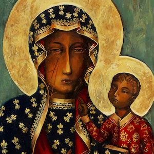 Ícone de Nossa Senhora de Czestochowa, Virgem Maria Polonesa, Rainha Católica da Polônia, Madona Negra, Download Digital