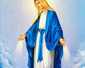 Our Lady of Grace Miraculous Medal Queen of Heaven Virgin Mary of Peace Catholic Art Download