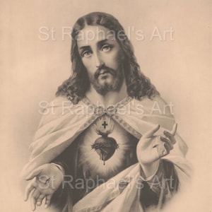 Sacred Heart of Jesus vintage Picture Catholic Digital Downloads