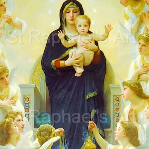 Our Lady Queen of Angels Heaven Virgin Mary Baby Jesus Catholic Art