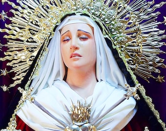 Virgin Mary Statue Wounded Heart Our Lady Of Sorrows Catholic X4 Digital Downloads