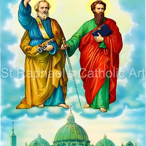 St Peter and Paul Catholic Pope Vatican Rome Art Digital Downloads