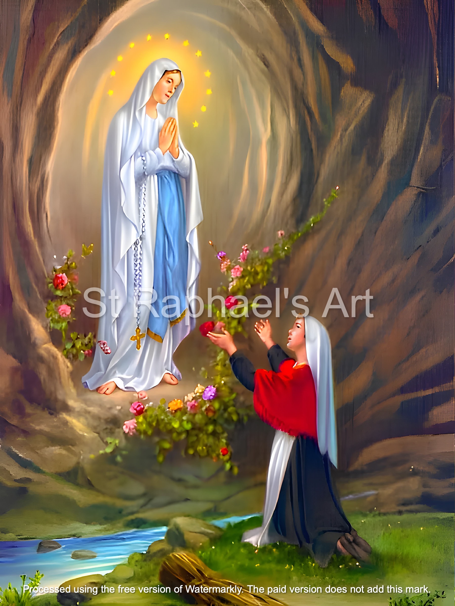 Our Lady of Lourdes Catholic Holy Pictures St Bernadette