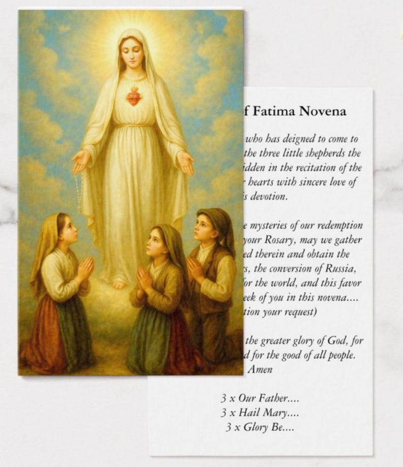 Our Lady of Fatima Holy Cards, Catholic Novena Prayer (100 Pack) - Etsy