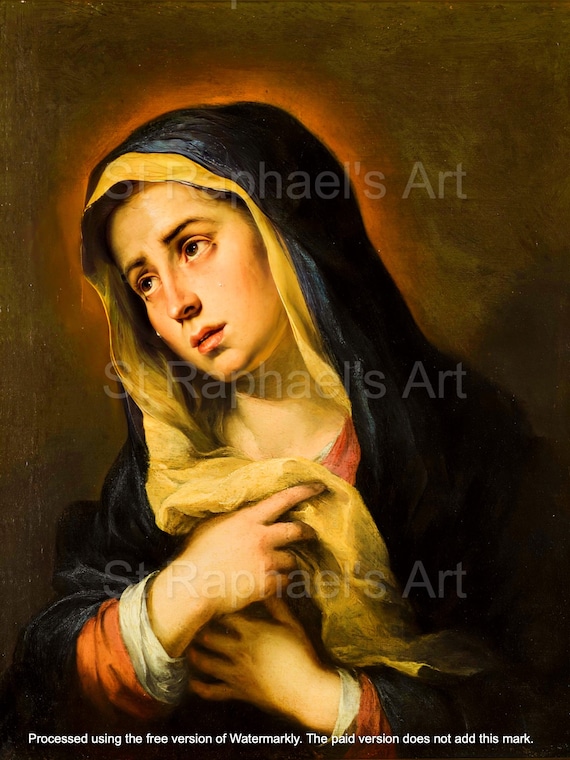 カトリックの聖母マリアの悲しみの美しい芸術作品デジタルダウンロード