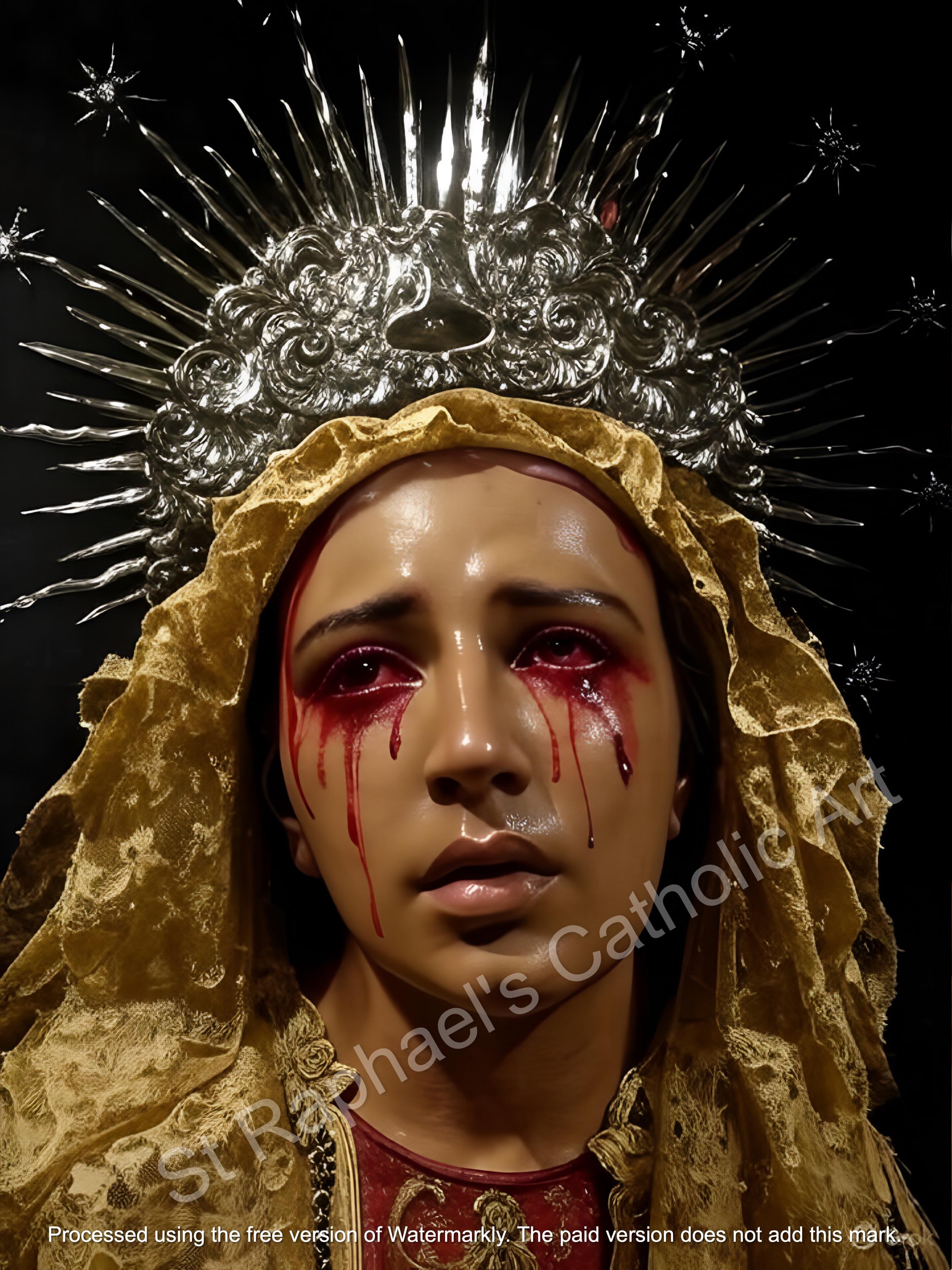 聖母マリアの血の涙の像の絵画、カトリック美術（デジタルダウンロード