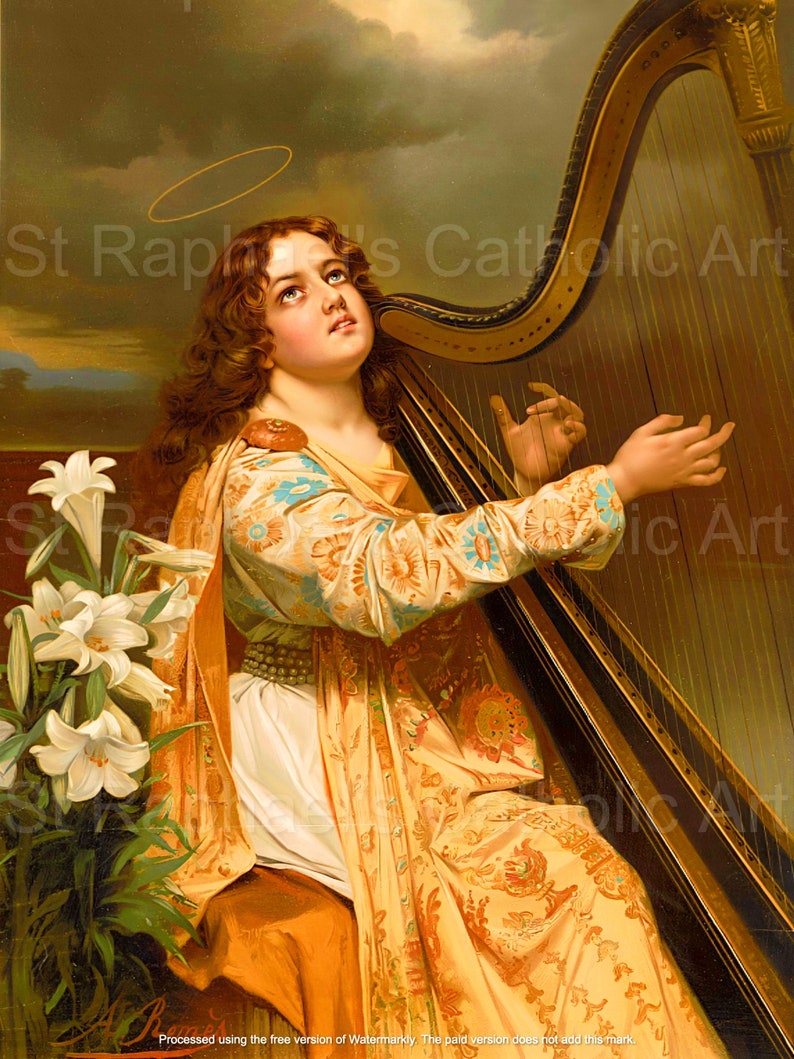 St Cecilia Patron Saint Music Catholic Restored Rare Antique Digital ...