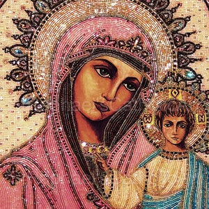 Icona russa della Madonna di Kazan, cristianesimo ortodosso, vergine Maria cattolica, download digitale
