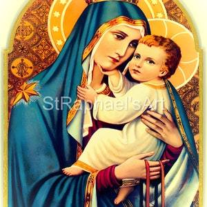 Icona del rosario della Madonna del Monte Carmelo Vergine Maria Bambino Gesù Scapolare marrone cattolico Download digitali