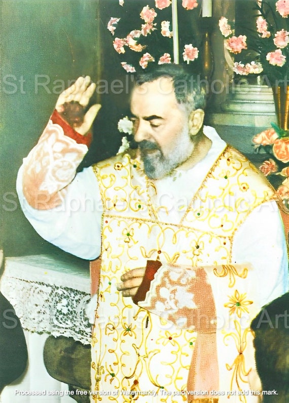 Padre Pio Blessing Stigmata Saint Italy Catholic Priest Picture