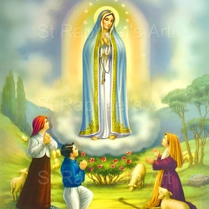 Our Lady of Fatima Portugal Virgin Mary Children Miracle Catholic Digital